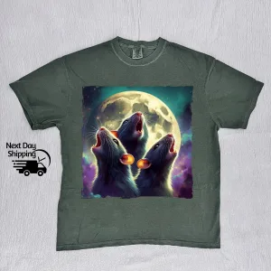 Three Rat Howling Vintage 90s Three Rats And Moon Vintage Vintage 90s Vintage  T-Shirt