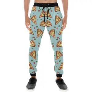 Hand Drawn Pizza Blue Background Unisex Casual Sweatpants Joggers