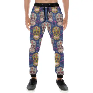 Sugar Skull Flower Pattern Unisex Casual Sweatpants Joggers