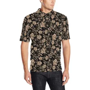 Rose Pattern Print Design 04 Men's All Over Print Polo Shirt